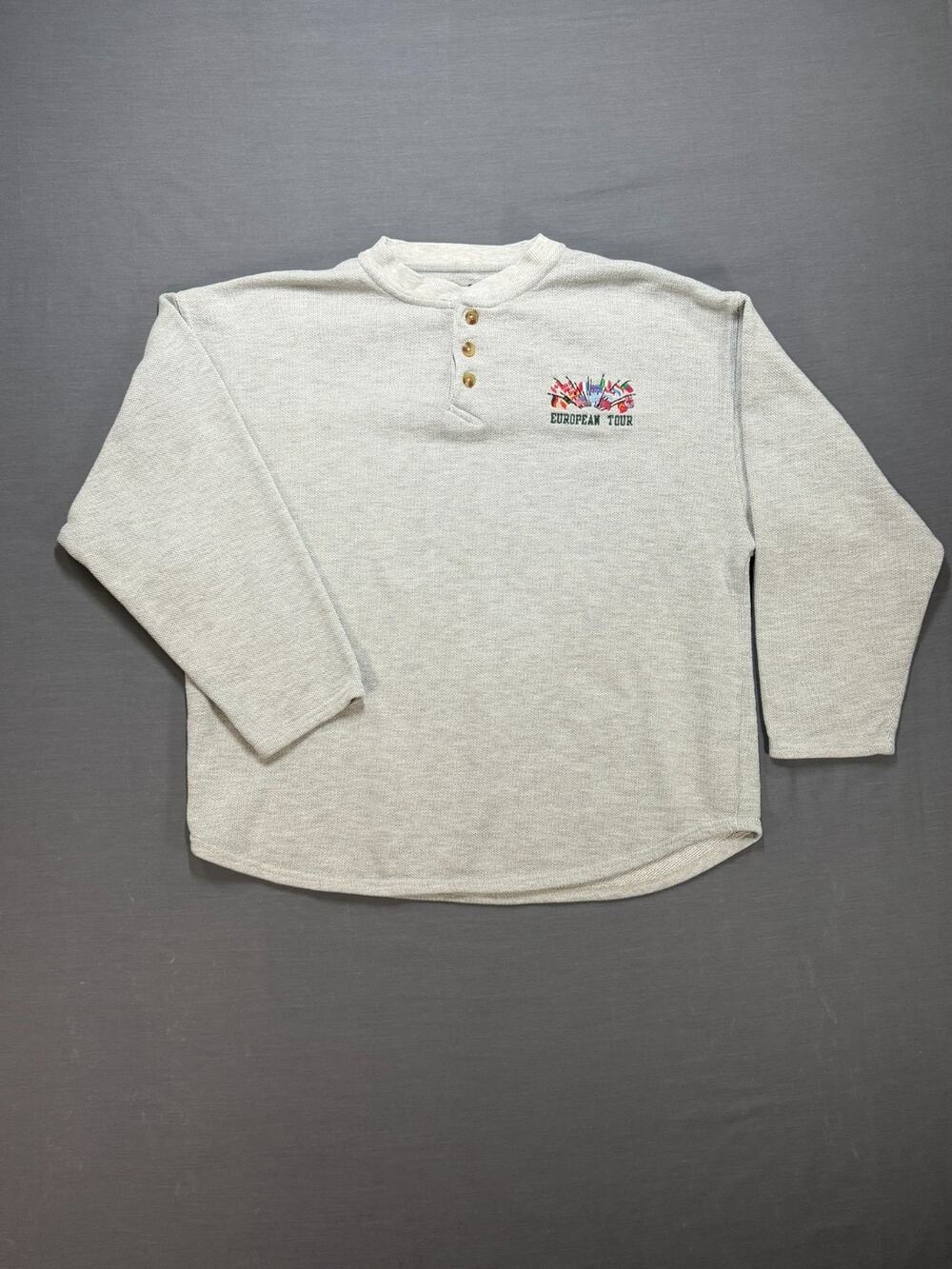 Vintage Gear For Sports European Tour Golf Pullover Men's XL Gray Henley